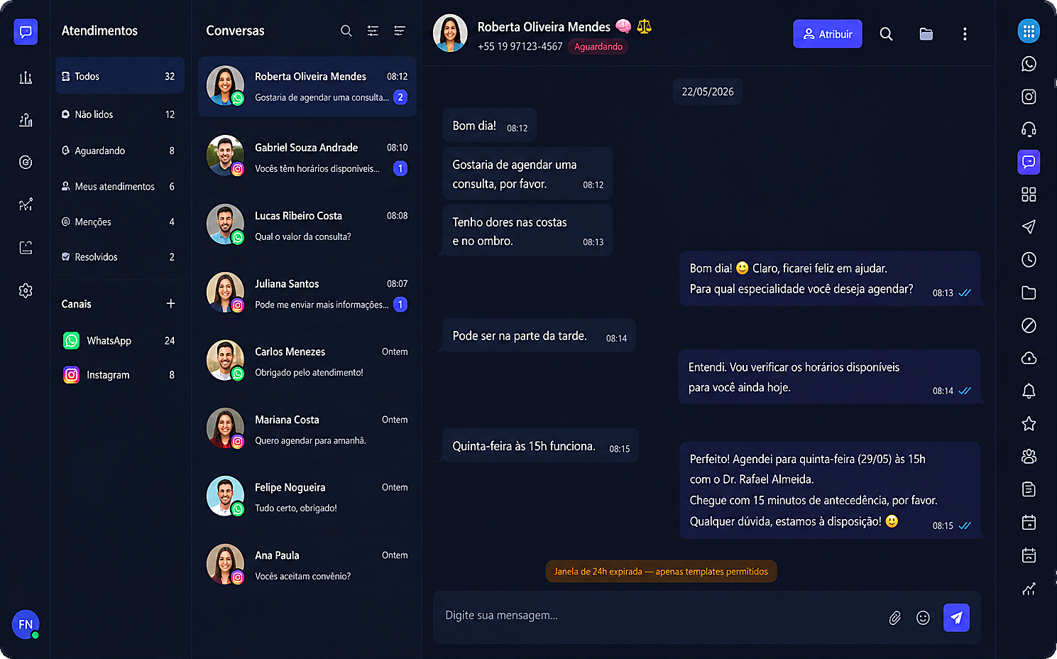 Plataforma Socialmaker — atendimento de WhatsApp e Instagram centralizado em um só sistema